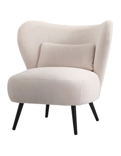 Oikiture Armchair Lounge Chair with Lumbar Pillow Wingback Velvet Beige