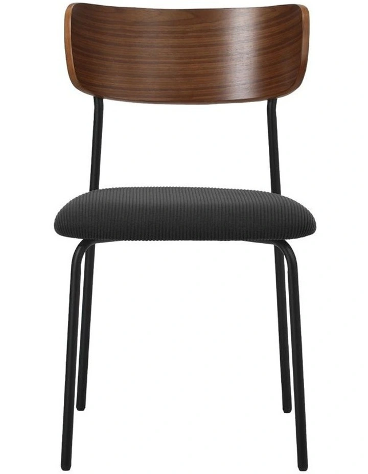 Oikiture 2PCS Dining Chairs Kitchen Chair Padded Lounge Seat Corduroy Black image 2