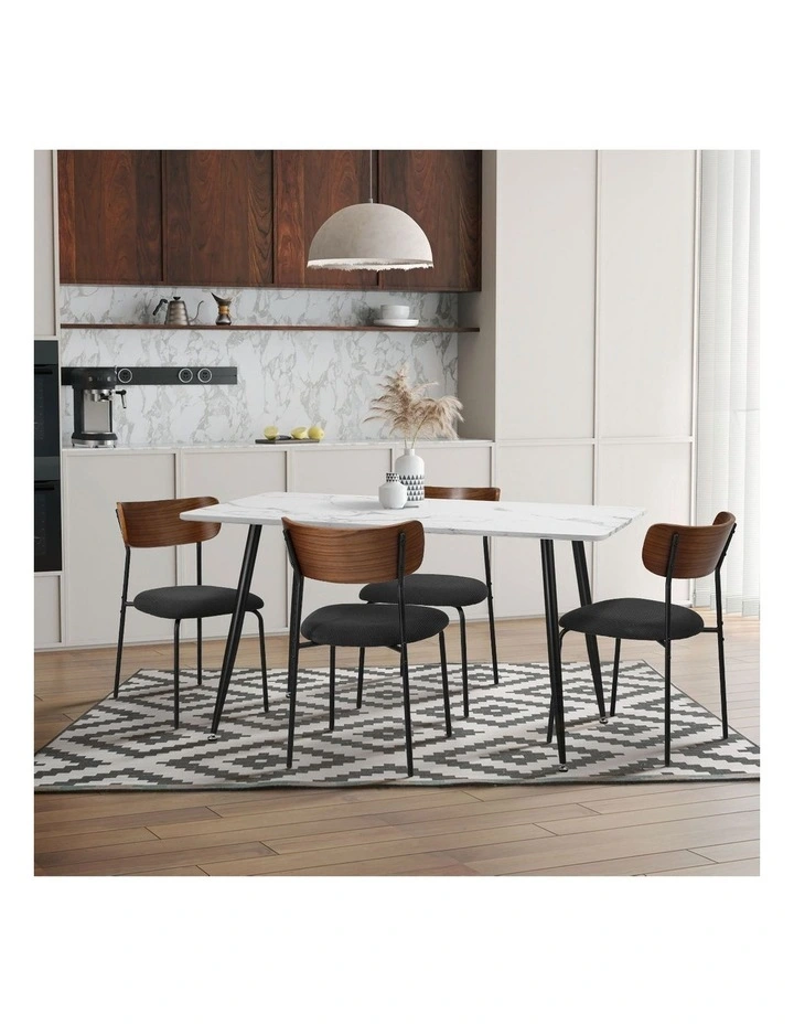 Oikiture 2PCS Dining Chairs Kitchen Chair Padded Lounge Seat Corduroy Black image 7