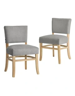 Oikiture 2x Dining Chairs Wooden Kitchen Seat Rubberwood Frame Accent Chair Grey