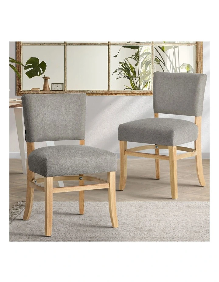 Oikiture 2x Dining Chairs Wooden Kitchen Seat Rubberwood Frame Accent Chair Grey image 4