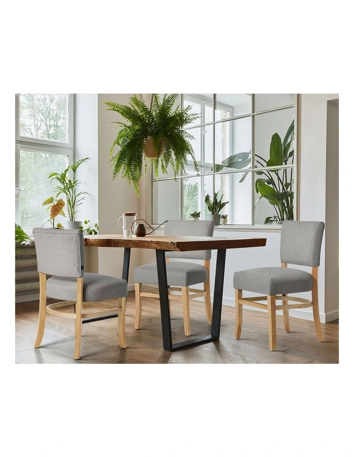 Oikiture 2x Dining Chairs Wooden Kitchen Seat Rubberwood Frame Accent Chair Grey image 5