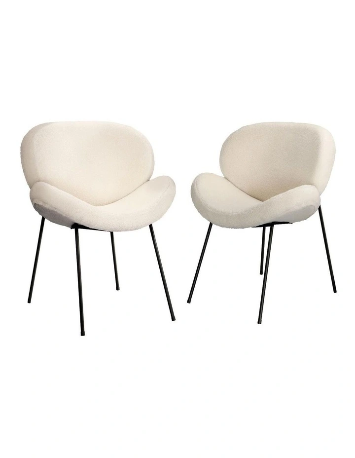 Oikiture 2PCS Armchair Dining Chair Accent Chairs Tub Armchairs Sherpa White image 1