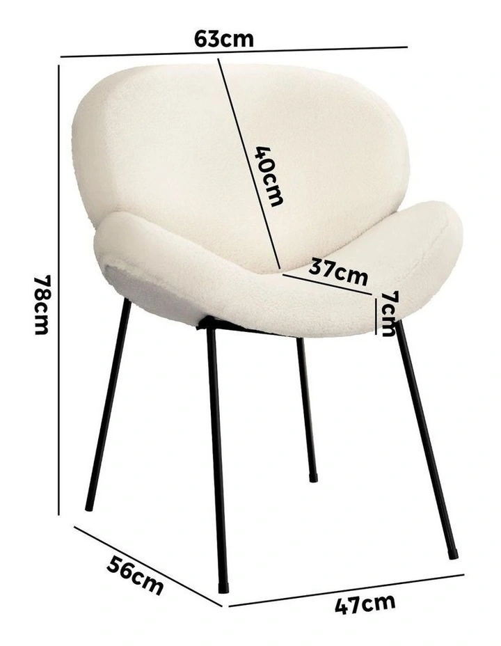 Oikiture 2PCS Armchair Dining Chair Accent Chairs Tub Armchairs Sherpa White image 3