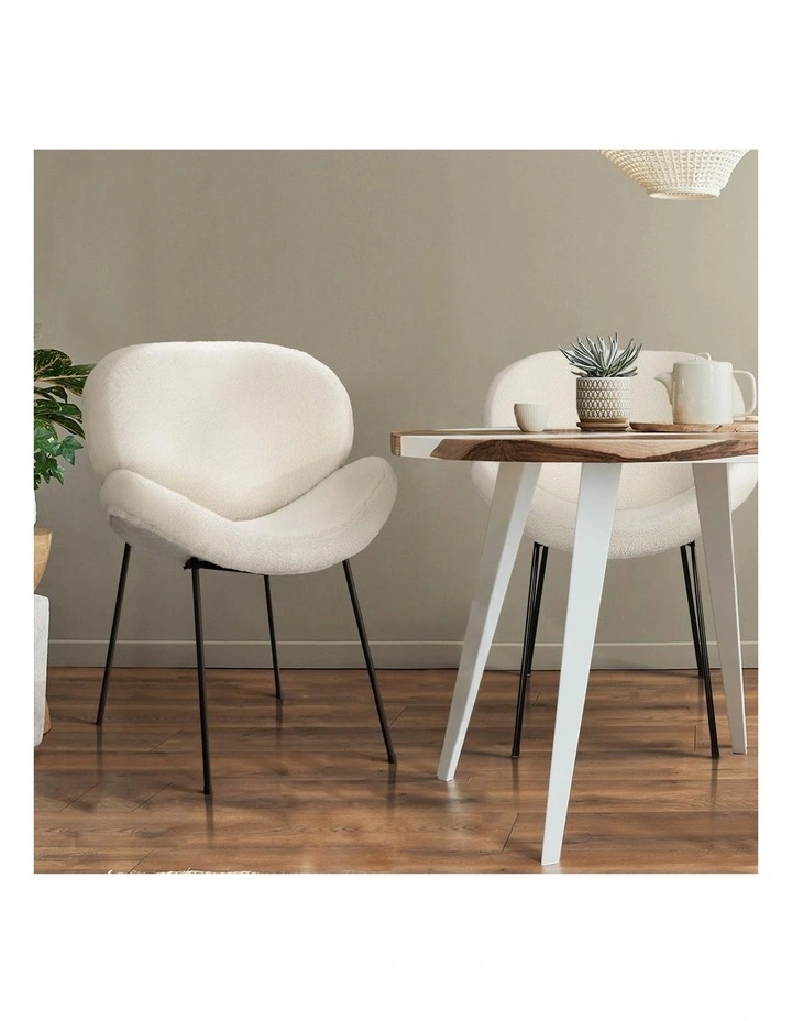 Oikiture 2PCS Armchair Dining Chair Accent Chairs Tub Armchairs Sherpa White image 5