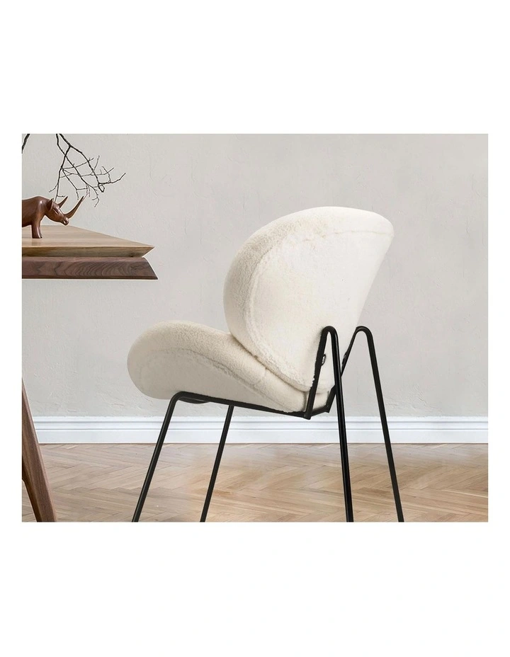 Oikiture 2PCS Armchair Dining Chair Accent Chairs Tub Armchairs Sherpa White image 6