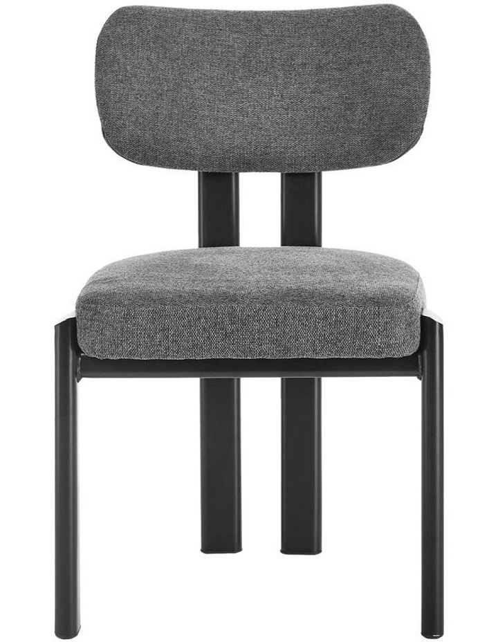 Oikiture Set of 2 Dining Chairs Linen Fabric Kitchen Chair Padded Seat Grey image 2
