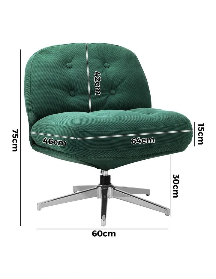Oikiture  Armchair Swivel Lounge Chair Padded Accent Chairs Polyester Green image 3