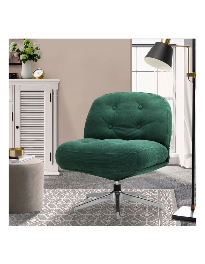 Oikiture  Armchair Swivel Lounge Chair Padded Accent Chairs Polyester Green image 4