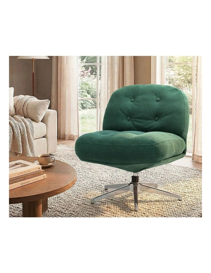 Oikiture  Armchair Swivel Lounge Chair Padded Accent Chairs Polyester Green image 5