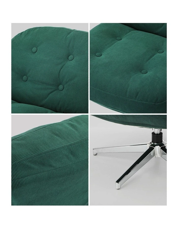 Oikiture  Armchair Swivel Lounge Chair Padded Accent Chairs Polyester Green image 6