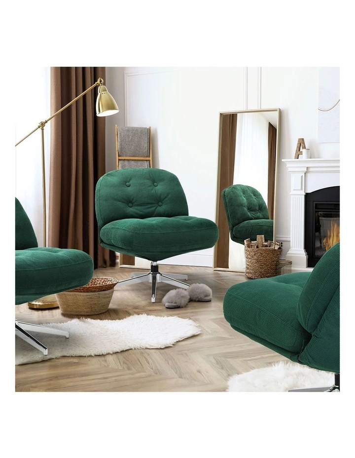 Oikiture  Armchair Swivel Lounge Chair Padded Accent Chairs Polyester Green image 7