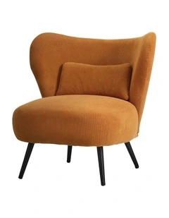 Oikiture Armchair Lounge Chair with Lumbar Pillow Wingback Velvet Orange