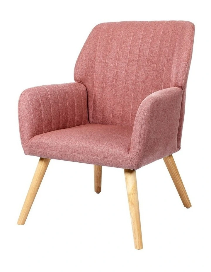 Oikiture Armchair Lounge Sofa Chair Fabric Accent Chairs Armchairs Couches Pink image 1