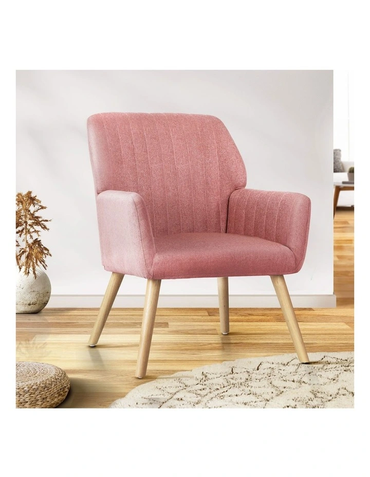 Oikiture Armchair Lounge Sofa Chair Fabric Accent Chairs Armchairs Couches Pink image 4