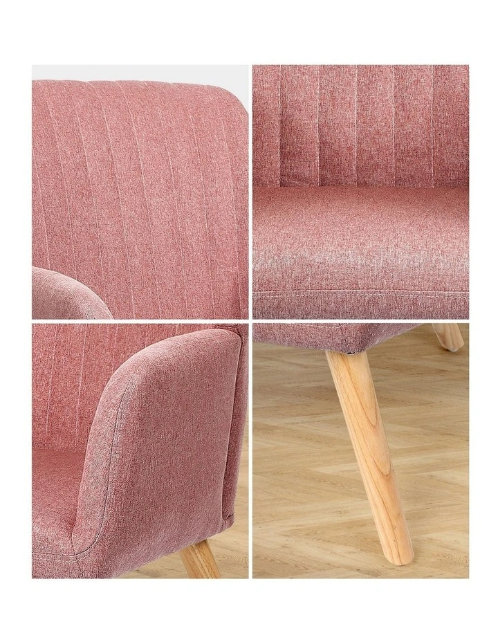 Oikiture Armchair Lounge Sofa Chair Fabric Accent Chairs Armchairs Couches Pink image 6