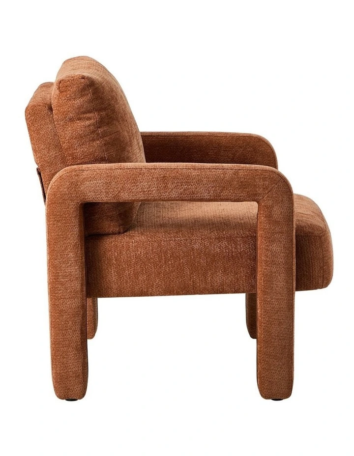 Oikiture Armchair Velvet Accent Chairs 1 Seater Lounge Sofa Chair Orange image 2