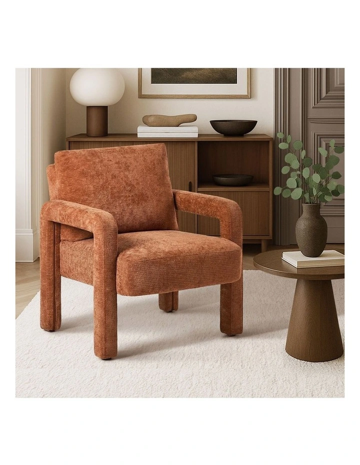 Oikiture Armchair Velvet Accent Chairs 1 Seater Lounge Sofa Chair Orange image 4