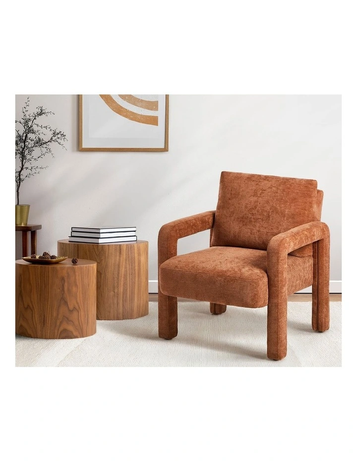 Oikiture Armchair Velvet Accent Chairs 1 Seater Lounge Sofa Chair Orange image 5