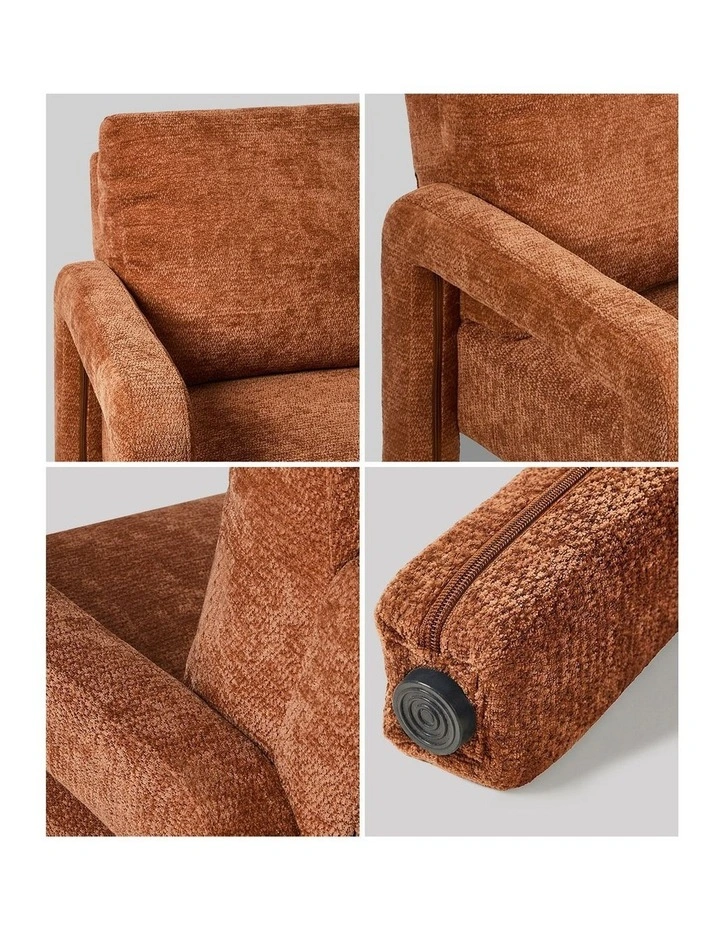 Oikiture Armchair Velvet Accent Chairs 1 Seater Lounge Sofa Chair Orange image 6