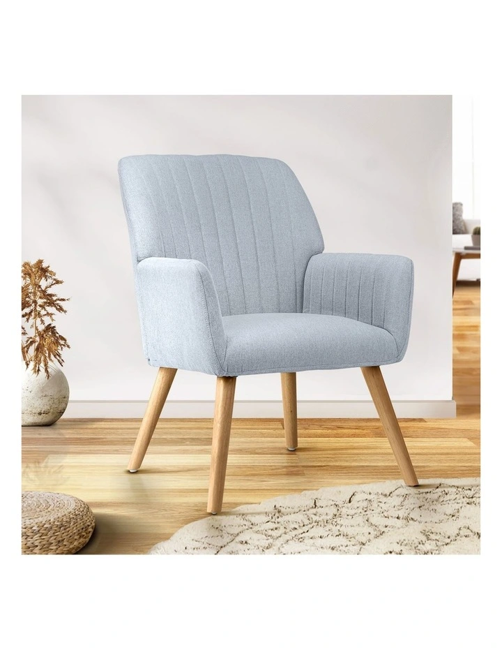 Oikiture Armchair Lounge Sofa Chair Fabric Accent Chairs Armchairs Couches Grey image 4