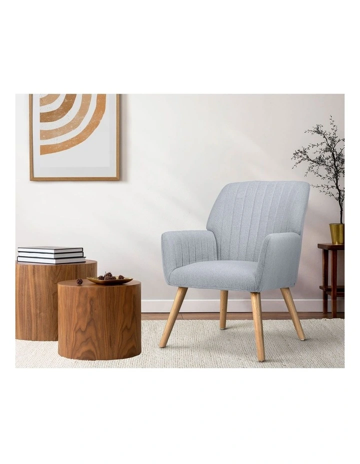 Oikiture Armchair Lounge Sofa Chair Fabric Accent Chairs Armchairs Couches Grey image 5