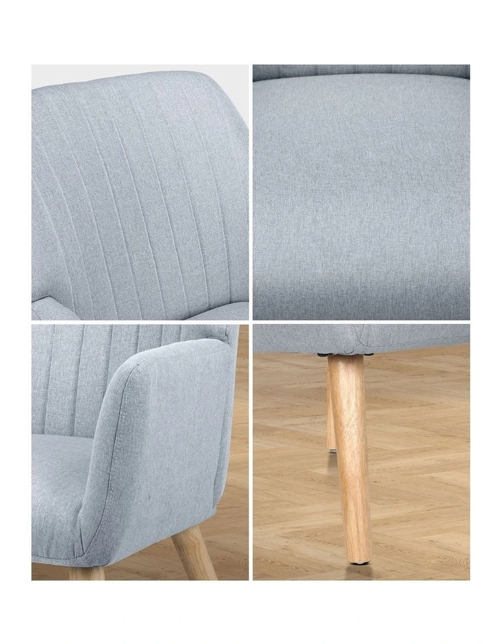 Oikiture Armchair Lounge Sofa Chair Fabric Accent Chairs Armchairs Couches Grey image 6