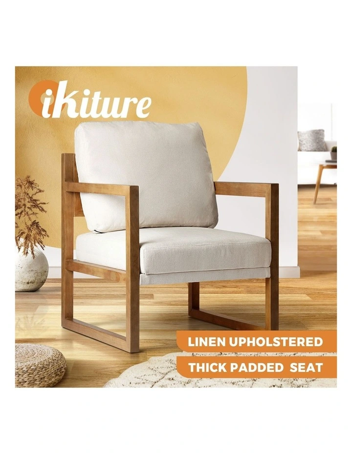 Oikiture Armchair Lounge Sofa Chair Fabric Accent Chairs Tub Armchairs Couches image 4