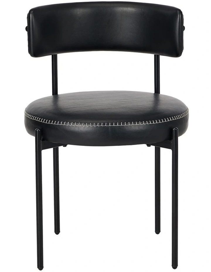 Oikiture 2x Dining Chair Round Kitchen Lounge Seats PU Leather Black image 2