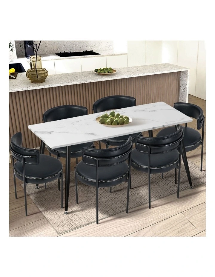 Oikiture 2x Dining Chair Round Kitchen Lounge Seats PU Leather Black image 5
