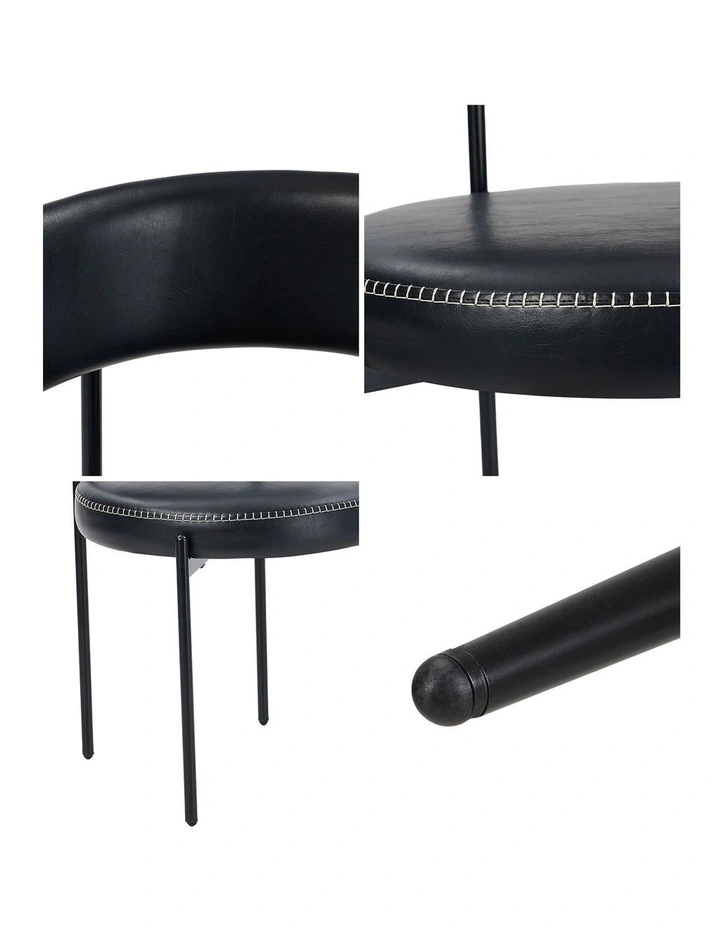 Oikiture 2x Dining Chair Round Kitchen Lounge Seats PU Leather Black image 6