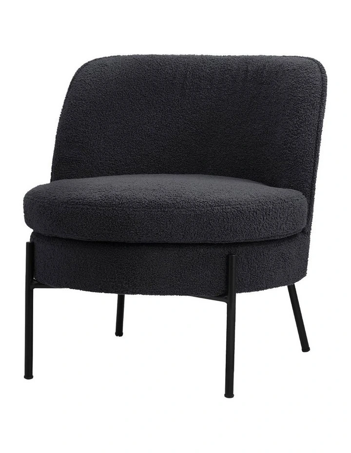 Oikiture Armchair Lounge Chair Accent Couch Chairs Padded Sofa Boucle Charcoal image 1