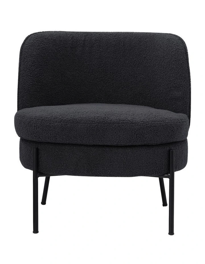 Oikiture Armchair Lounge Chair Accent Couch Chairs Padded Sofa Boucle Charcoal image 2
