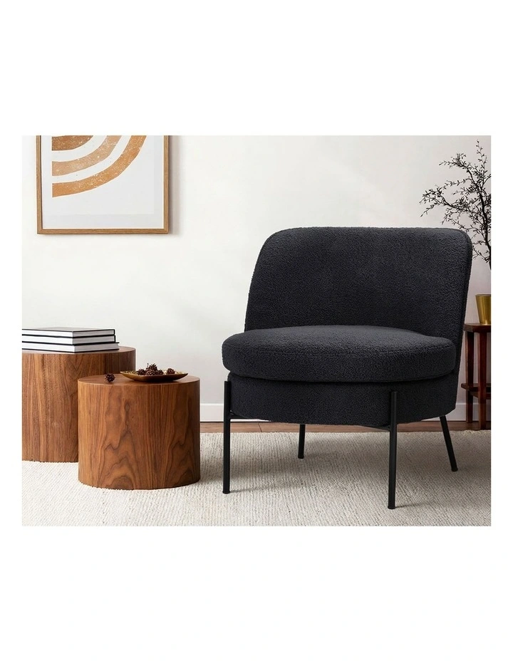 Oikiture Armchair Lounge Chair Accent Couch Chairs Padded Sofa Boucle Charcoal image 5