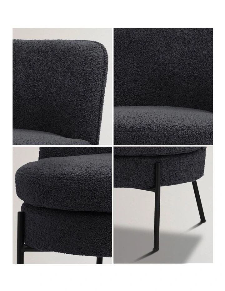 Oikiture Armchair Lounge Chair Accent Couch Chairs Padded Sofa Boucle Charcoal image 6