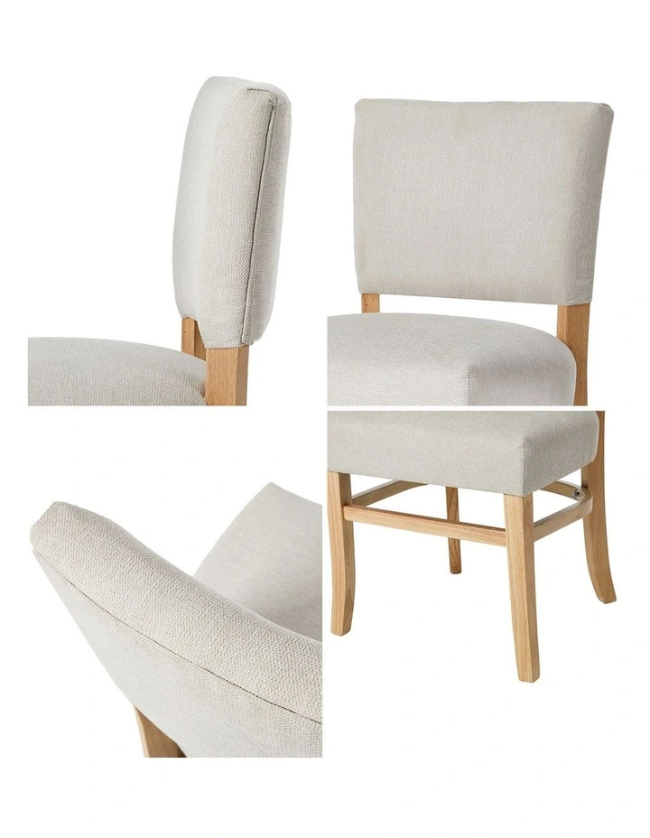 Oikiture 2x Dining Chairs Wooden Kitchen Seat Rubberwood Frame Accent Chair Beige image 6