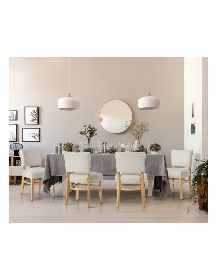 Oikiture 2x Dining Chairs Wooden Kitchen Seat Rubberwood Frame Accent Chair Beige image 7