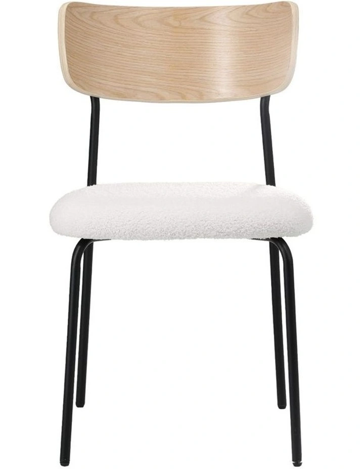 Oikiture 2PCS Dining Chairs Kitchen Chair Padded Lounge Seat Sherpa White image 2