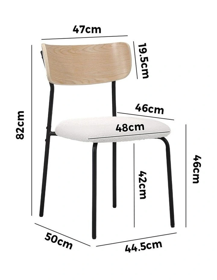 Oikiture 2PCS Dining Chairs Kitchen Chair Padded Lounge Seat Sherpa White image 3