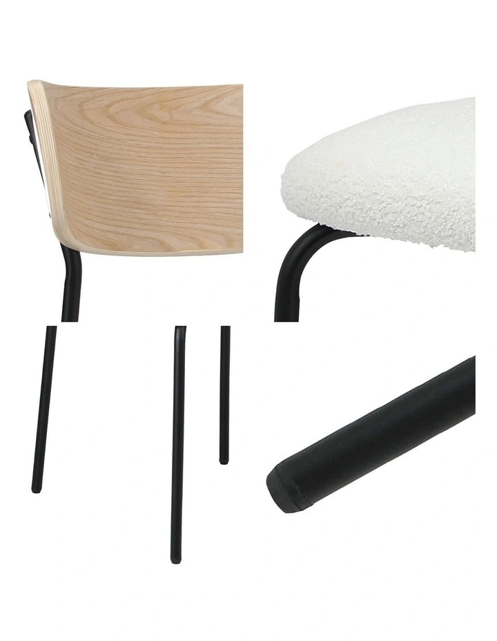 Oikiture 2PCS Dining Chairs Kitchen Chair Padded Lounge Seat Sherpa White image 6