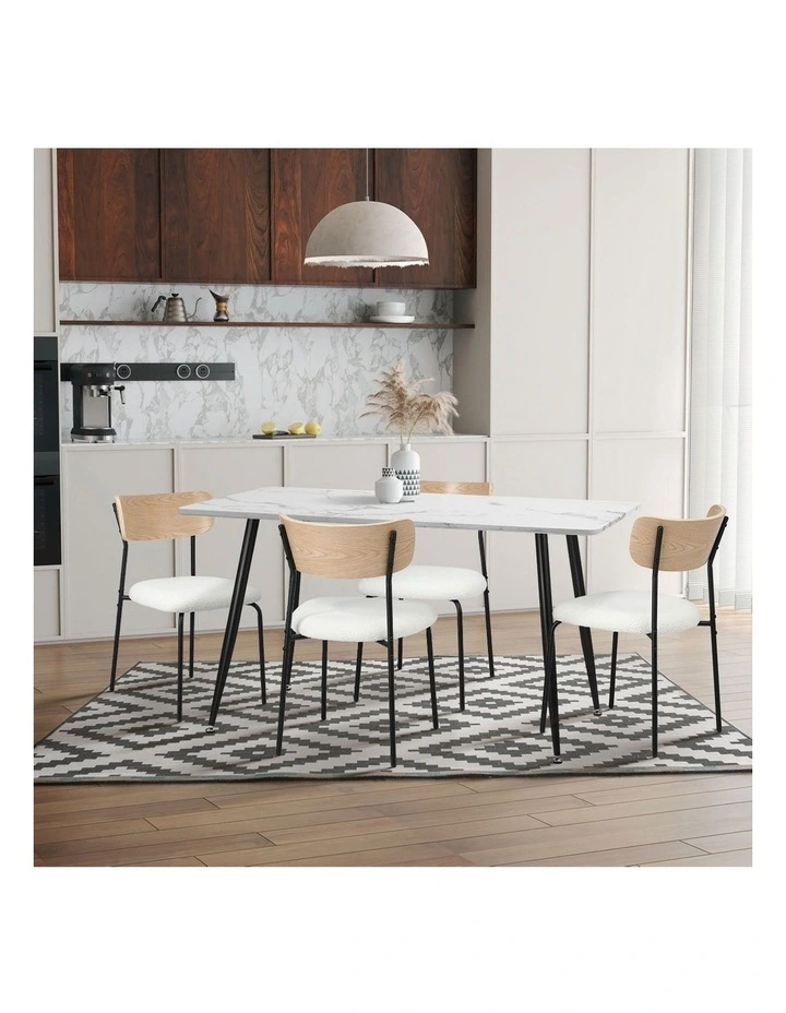 Oikiture 2PCS Dining Chairs Kitchen Chair Padded Lounge Seat Sherpa White image 7