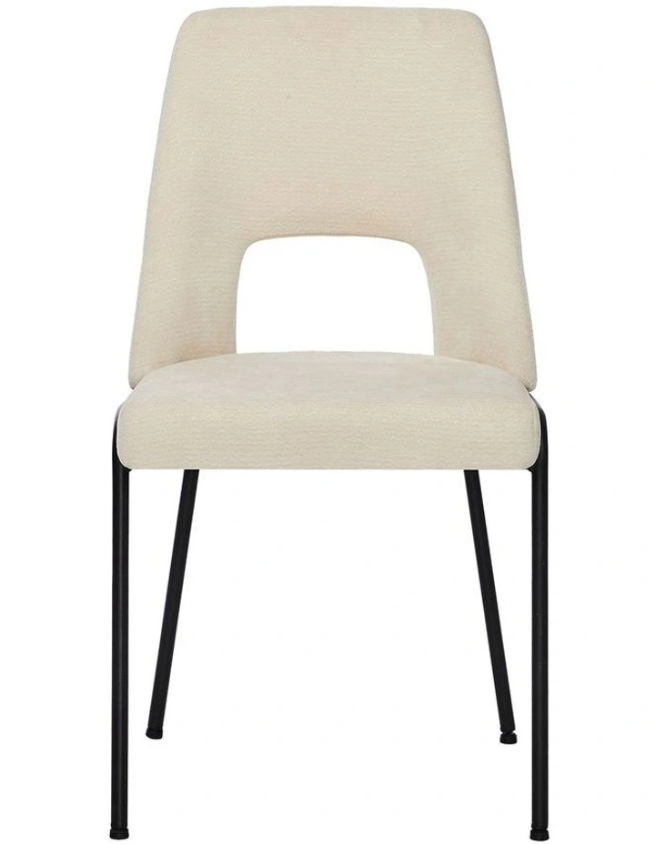 Oikiture 2x Dining Chairs Chenille Fabric Kitchen Side Chair Beige image 2