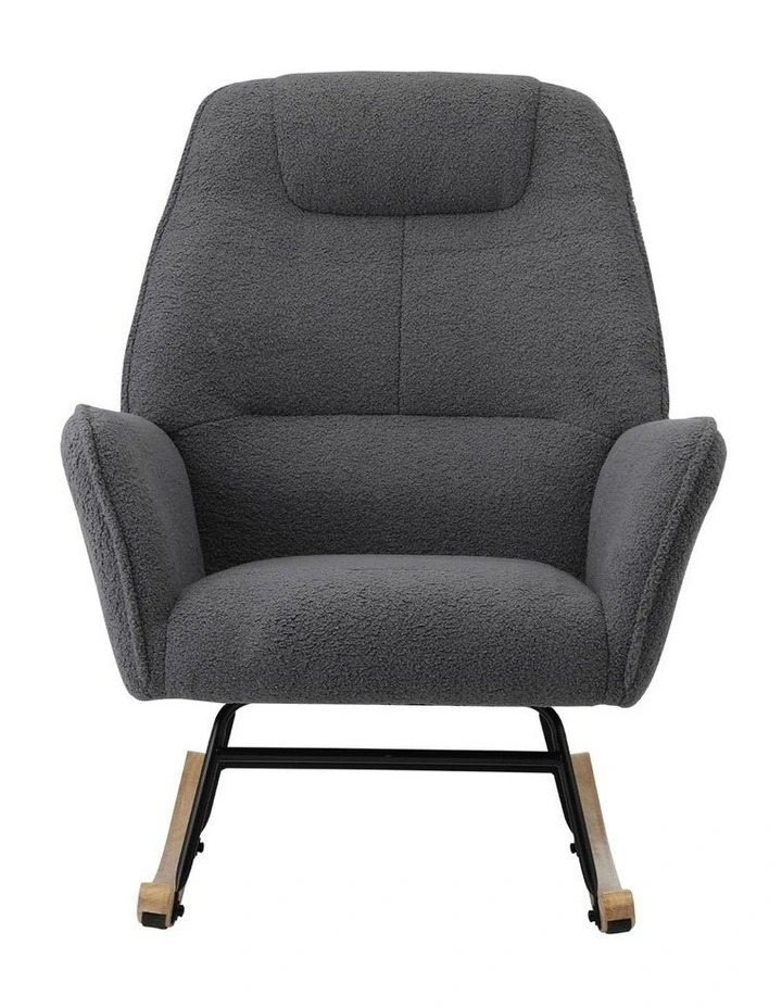 Oikiture Rocking Chair Nursing Armchair Sherpa Accent Chairs Upholstered Grey image 2
