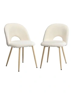 Oikiture 2PCS Dining Chairs Accent Chair Armchair Sherpa Wooden White