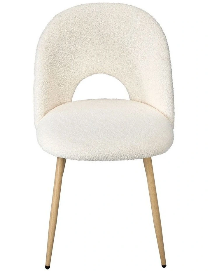 Oikiture 2PCS Dining Chairs Accent Chair Armchair Sherpa Wooden White image 2