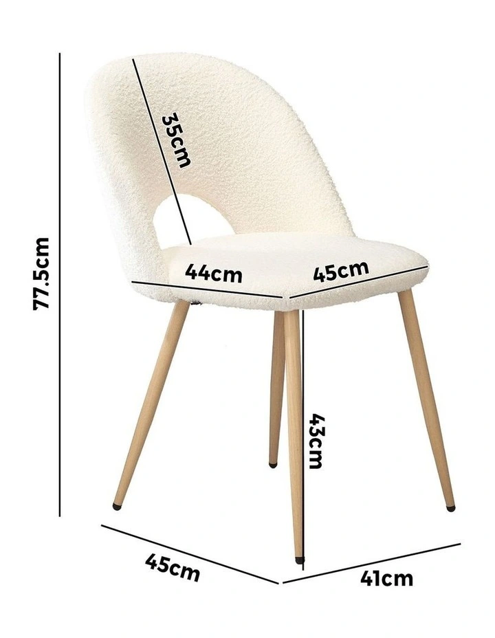 Oikiture 2PCS Dining Chairs Accent Chair Armchair Sherpa Wooden White image 3