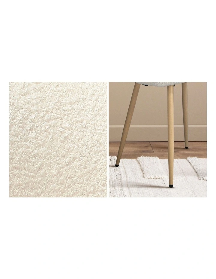 Oikiture 2PCS Dining Chairs Accent Chair Armchair Sherpa Wooden White image 7