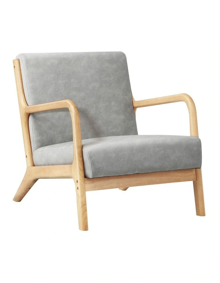 Oikiture Armchair Lounge Chair Accent Armchairs Couches Sofa Wood Light Grey image 1