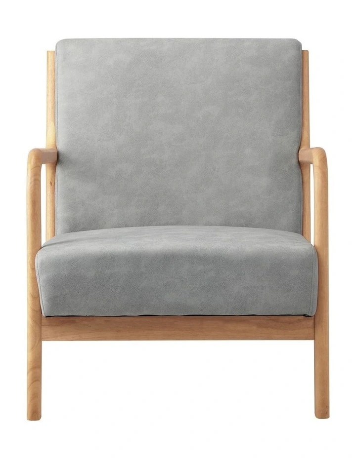 Oikiture Armchair Lounge Chair Accent Armchairs Couches Sofa Wood Light Grey image 2