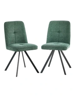 Oikiture 2x Dining Chair Kitchen Seat Linen Fabric Accent Chair Green